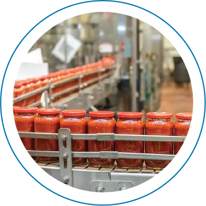 Jars on production line